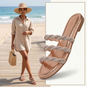Papuci ''Mei Fashion 2WS5 Champagne''