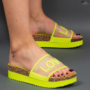 papuci dama galbeni neon