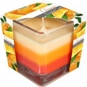 Lumânare parfumată în pahar în trei culori - portocala