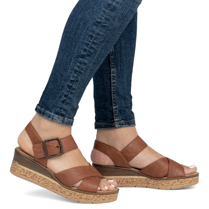 【Riharu10】 Sandale dama, Rieker, 63795-22-Maro, casual, piele ecologica, cu