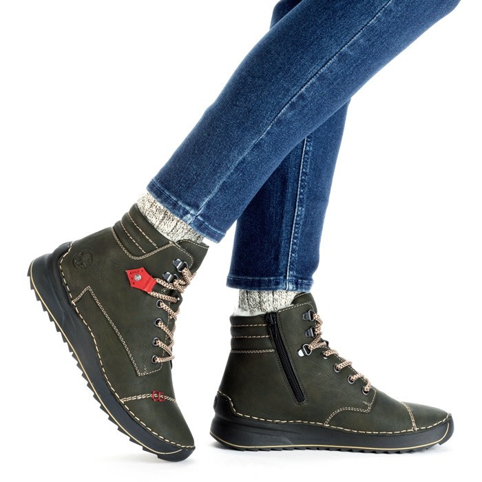 Ghete dama, Rieker, 51545-54-Verde, casual, piele ecologica
