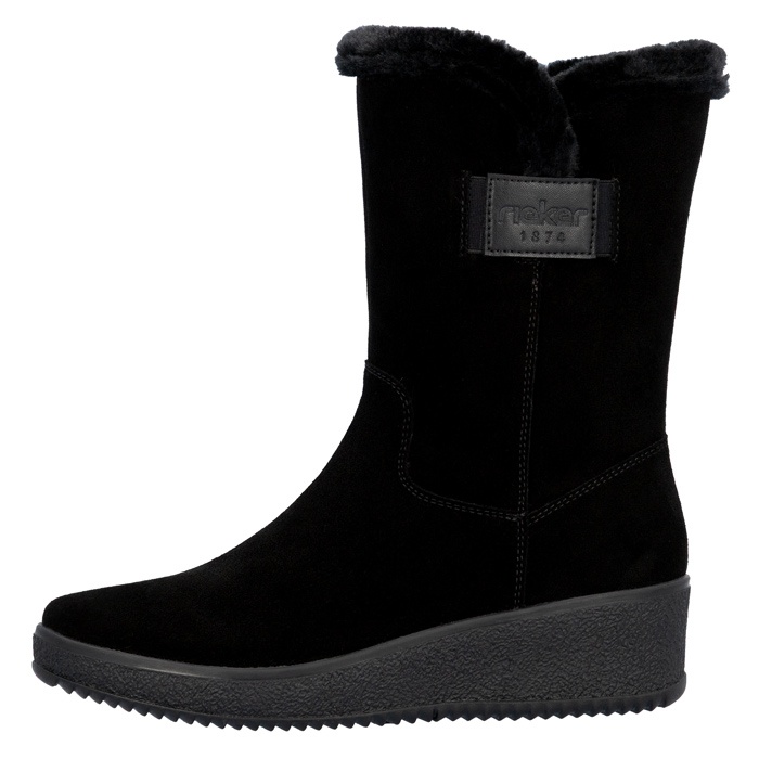 洋楽 4 Mula 1 Cizme dama, Rieker, Y4456-00-Negru, casual, piele intoarsa, scurte