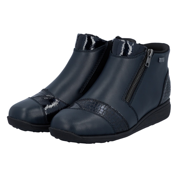 Ghete dama, Rieker, 47254-14-Albastru, casual, piele naturala