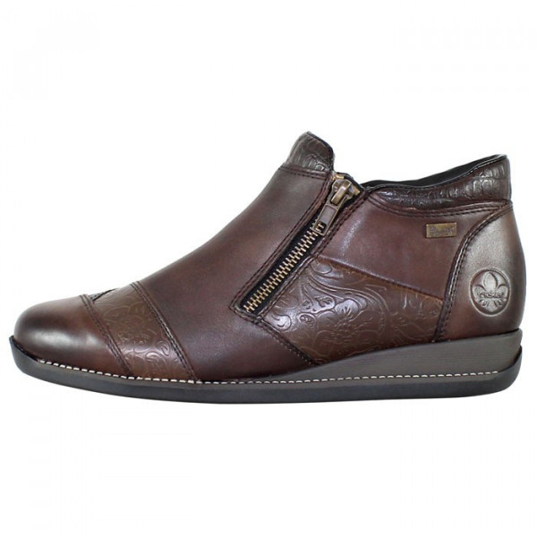 Ghete dama Rieker 44281-25-Maro casual piele naturala impermeabil imblanite cu talpa joasa maro