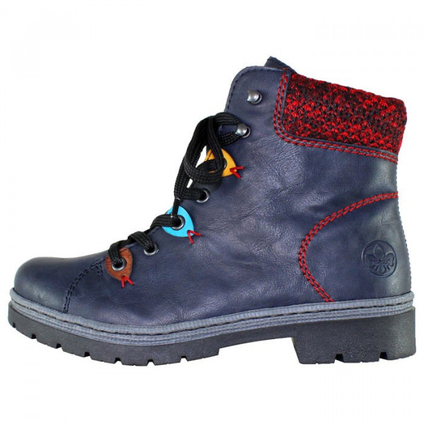 Ghete dama Rieker Y9433-14-Albastru-Inchis casual piele ecologica imblanite cu toc albastru inchis