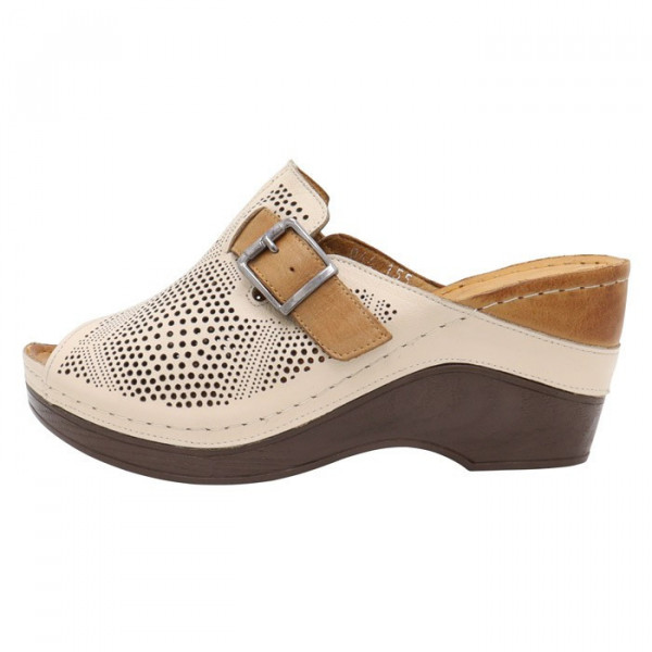 Saboti dama, Pass Collection, O9044-155-03-N-Bej, casual, piele naturala, cu platforma, bej