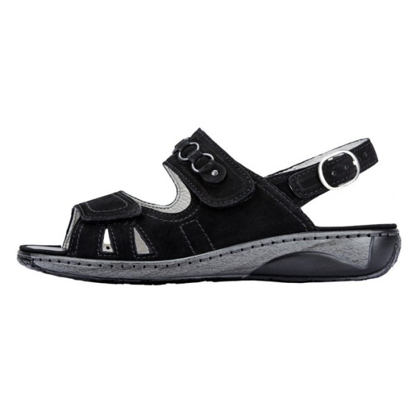 Sandale dama, Waldlaufer, 210004-191-001-Garda-Negru, casual, piele naturala, cu talpa joasa, negru
