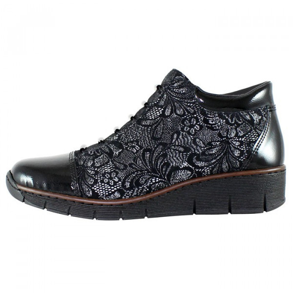 Ghete dama, Rieker, 53778-00-Negru, casual, piele naturala, cu talpa joasa, negru