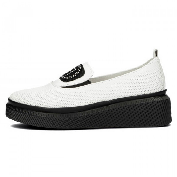Pantofi dama, Filippo, DP4572-23-WH-Alb, casual, piele naturala, cu platforma, alb