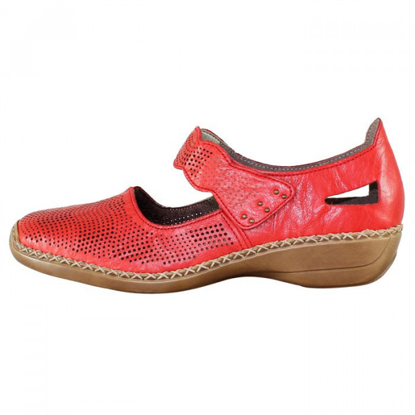 Pantofi dama, Rieker, 413G6-33-Rosu, casual, piele naturala, cu talpa joasa, rosu