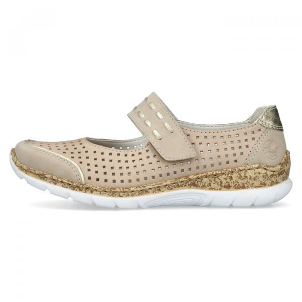 Pantofi dama Rieker N4257-60-Bej casual piele naturala cu talpa joasa bej