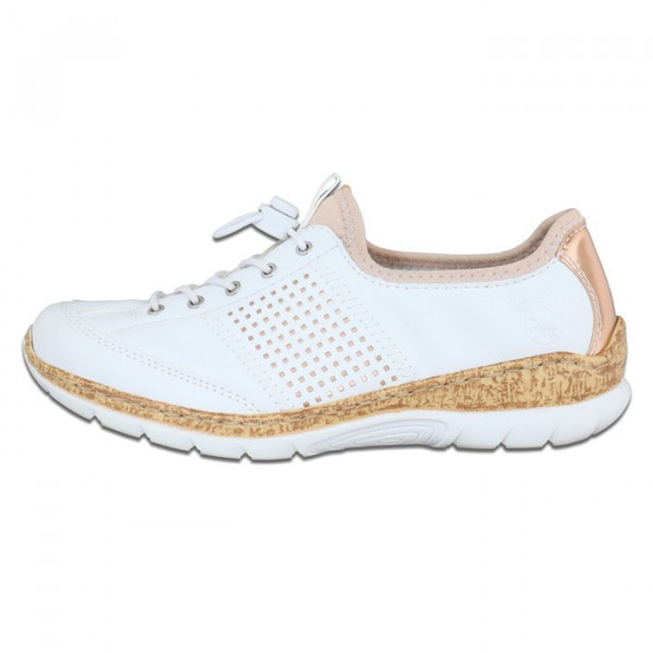 Pantofi dama, Rieker, N42G8-80-Alb, casual, piele ecologica, cu talpa joasa, alb