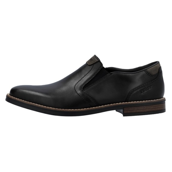 Pantofi barbati, Rieker, 13557-00-Negru, casual, piele naturala, cu toc, negru