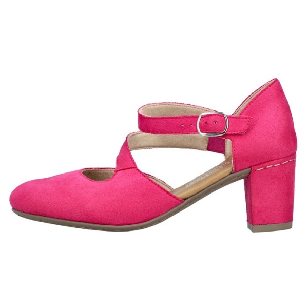 Pantofi dama, Rieker, 41080-31-Fuchsia, elegant, textil, cu toc, fuchsia