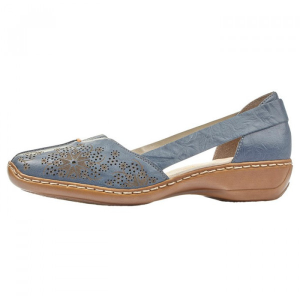 Pantofi dama Rieker 41396-12-Albastru casual piele naturala cu talpa joasa albastru