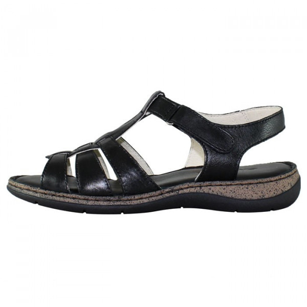 Sandale dama Elvis 47738-Negru casual piele naturala cu talpa joasa negru
