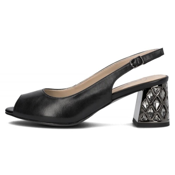 Sandale dama, Filippo, DS6181-24-BK-Negru, elegant, piele naturala, cu toc, negru