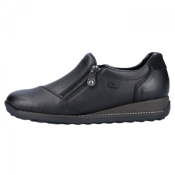 Pantofi dama, Rieker, 44265-00-Negru, casual, piele naturala, impermeabil, cu talpa joasa, negru