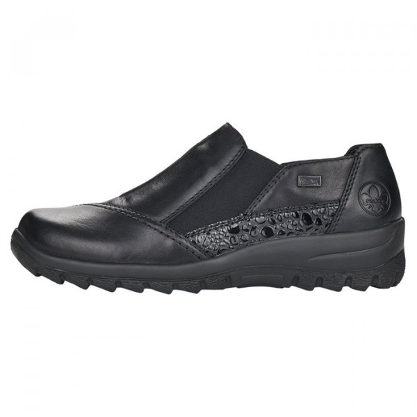 Pantofi dama, Rieker, L7178-00-Negru, casual, piele naturala, impermeabil, cu talpa joasa, negru