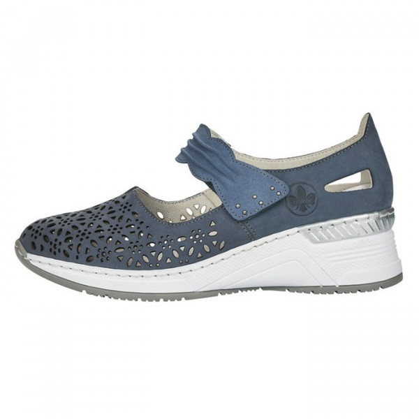 Pantofi dama Rieker N4367-14-Albastru casual piele naturala cu platforma albastru