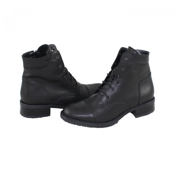 Ghete dama Agressione Alba-V3-Negru casual piele naturala cu toc negru