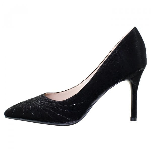 Pantofi dama, Epica, B01568-3603D-A827-01-F-Negru, elegant, textil, cu toc, negru