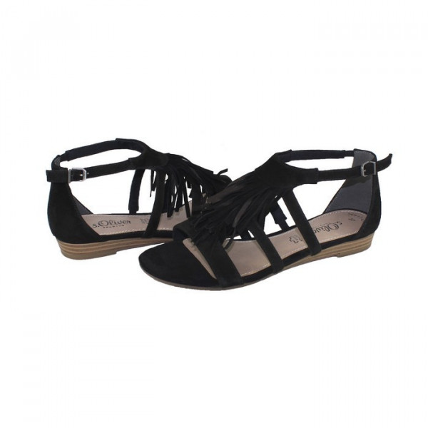 Sandale dama, s.Oliver, 5-28112-26-001-Negru, casual, piele intoarsa, cu talpa joasa, negru