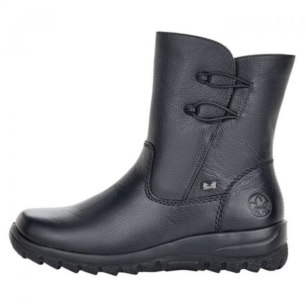 Ghete dama, Rieker, Z7172-00-Negru, casual, piele naturala, impermeabil, imblanite, cu talpa joasa, negru