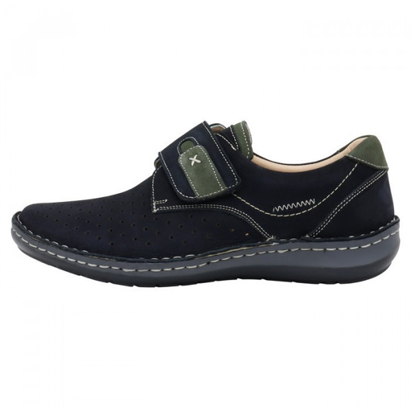 Pantofi barbati, Otter, OT9583-42-2-Albastru-Inchis, casual, piele naturala, perforati, cu talpa joasa, albastru inchis