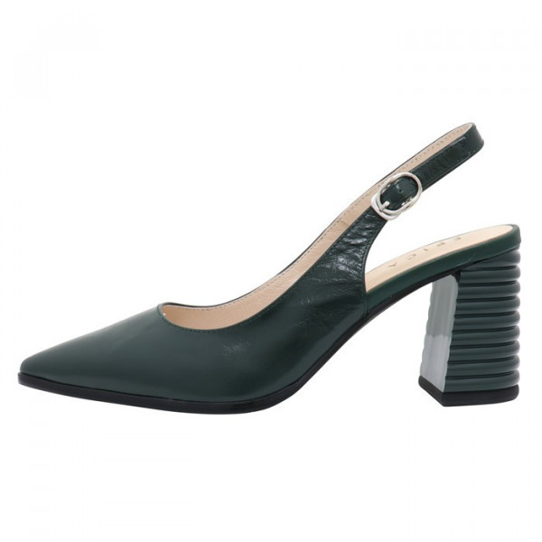 Pantofi dama, Epica, H4H8380-26265FN-5895-C2-N-Verde, elegant, piele naturala, cu toc, verde