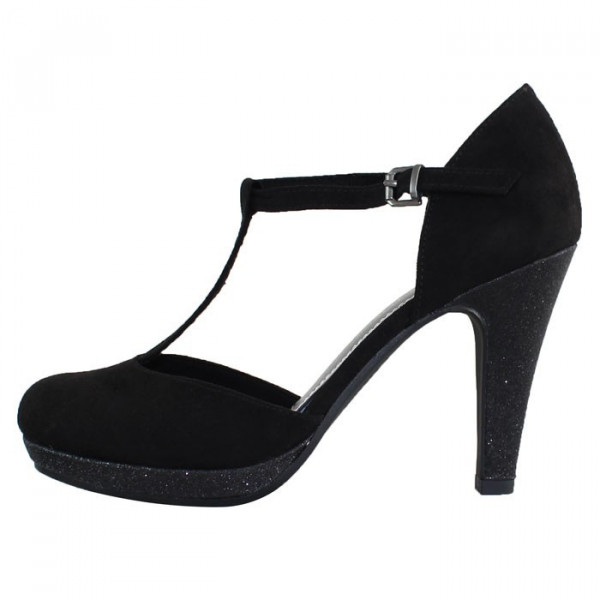 Pantofi dama, Marco Tozzi, 2-24402-22-098-Negru, elegant, textil, cu toc, negru