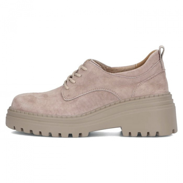 Pantofi dama, Filippo, DP6123-24-TP-Bej, casual, piele intoarsa, cu platforma, bej