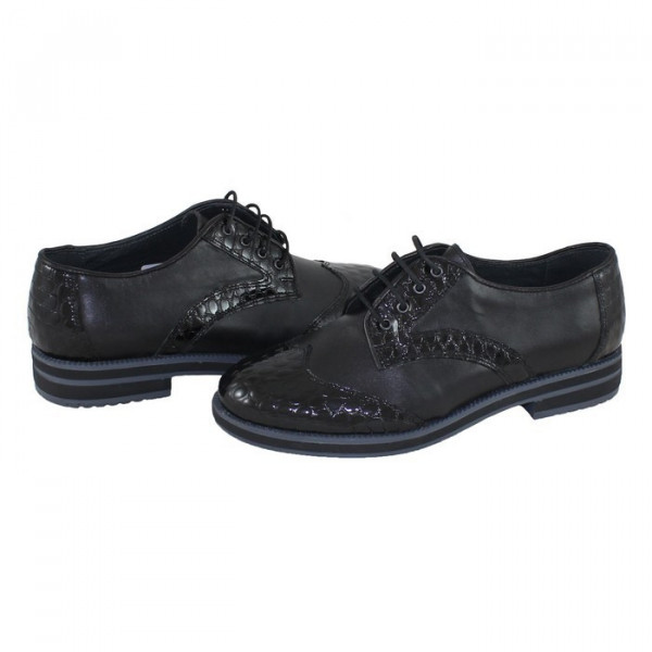 Pantofi dama, Nicolis, 110706-Negru, casual, piele naturala, cu toc, negru