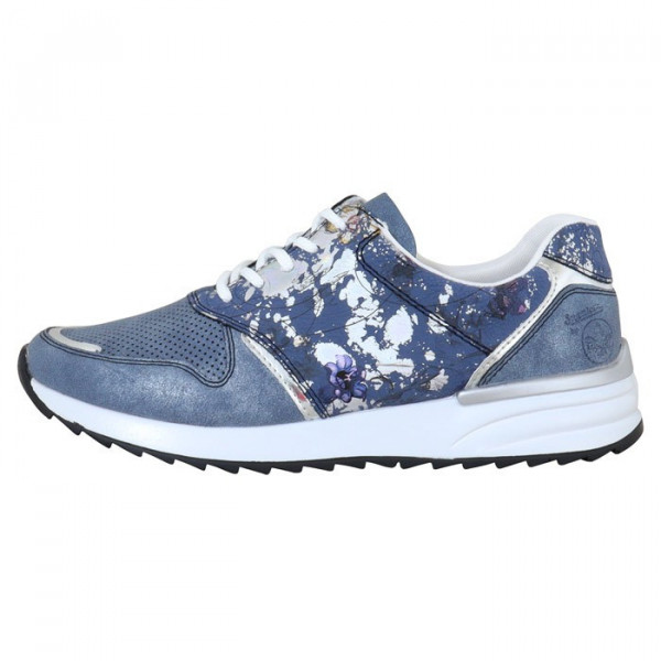 Pantofi dama Rieker N8003-12-Albastru casual piele ecologica cu talpa joasa albastru