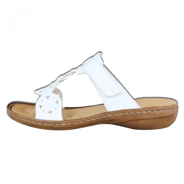 Papuci dama, Rieker, 60827-80-Alb, casual, piele ecologica, cu talpa joasa, alb