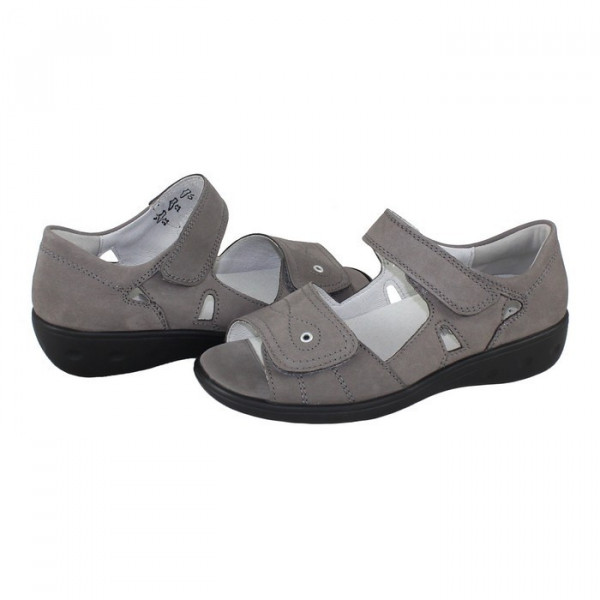 Sandale dama, Waldlaufer, 684021-191-088-Kara-Gri, casual, piele naturala, cu talpa joasa, gri