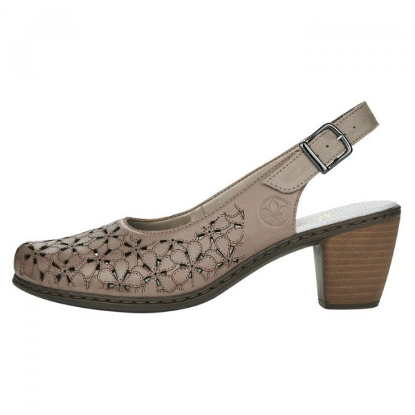 Pantofi dama, Rieker, 40981-64-Bej, casual, piele naturala, cu toc, bej