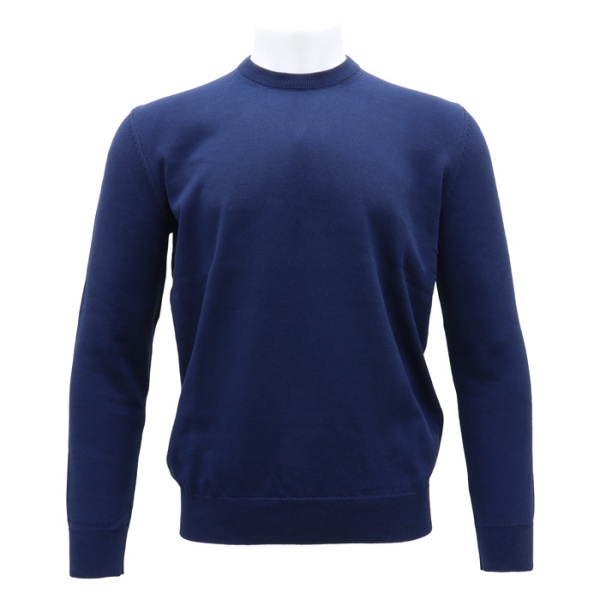 Pulover barbati, LN23EWT010-Albastru, elegant, bumbac, regular fit, cu guler la baza gatului, tricotat, albastru