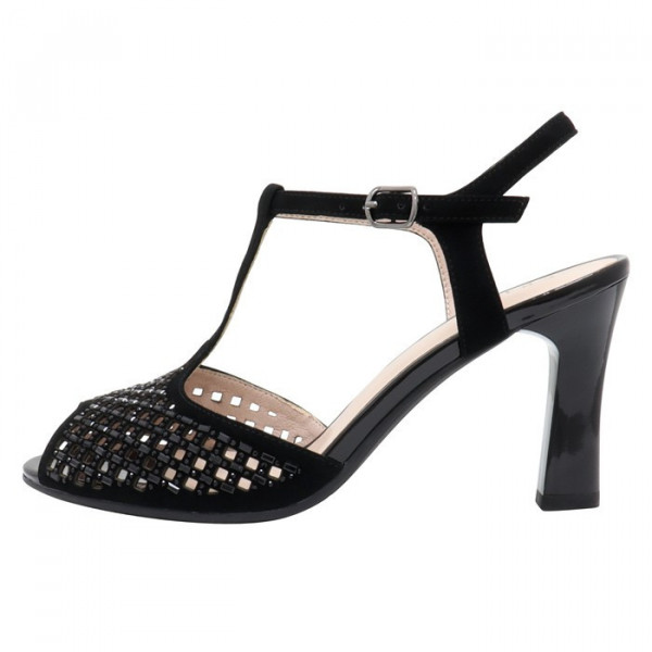 Sandale dama, Epica, JI1K04-M844-P8563T-01-I-Negru, elegant, piele intoarsa, cu toc, negru