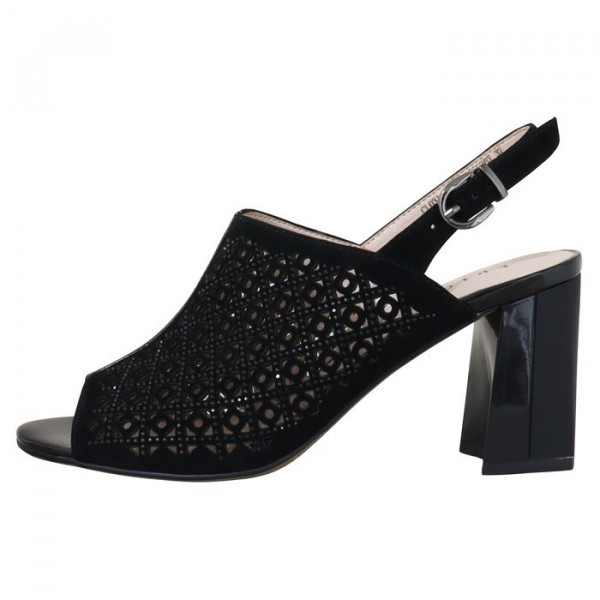 Sandale dama Epica JICL031-MX853-P8563BT-01-I-Negru elegant piele intoarsa cu toc negru
