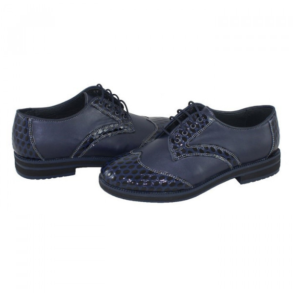 Pantofi dama, Nicolis, 110706-Albastru-Inchis, casual, piele naturala, cu toc, albastru inchis