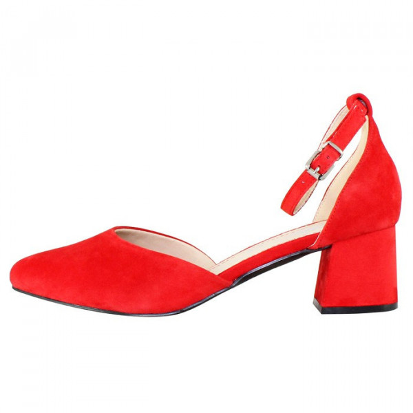 Pantofi dama, Rieker, 49150-33-Rosu, elegant, piele intoarsa, cu toc, rosu