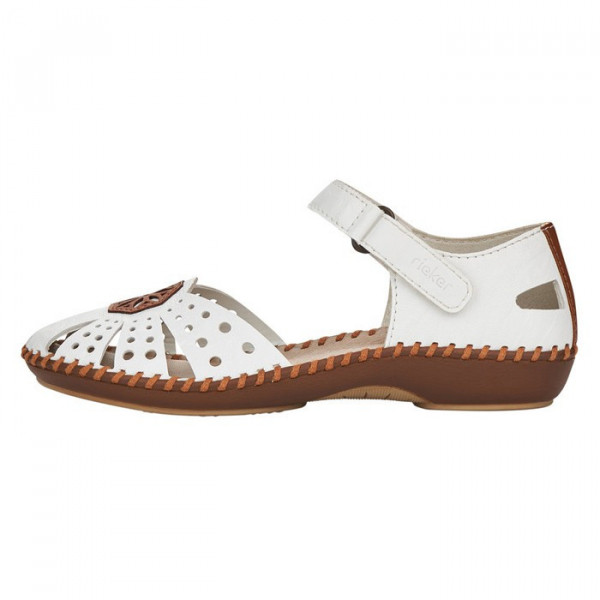 Pantofi dama Rieker M1672-80-Alb casual piele naturala cu talpa joasa alb