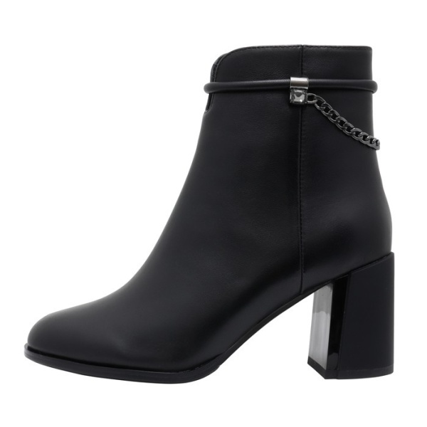 Botine dama, Epica, F6F630035A-01-N-Negru, elegant, piele naturala, cu toc, negru