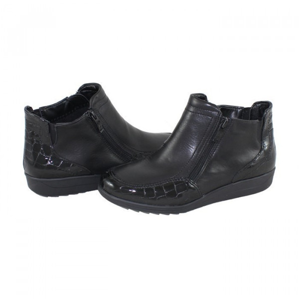 Ghete dama, Ara, 12-46307-Negru, casual, piele naturala, cu talpa joasa, negru
