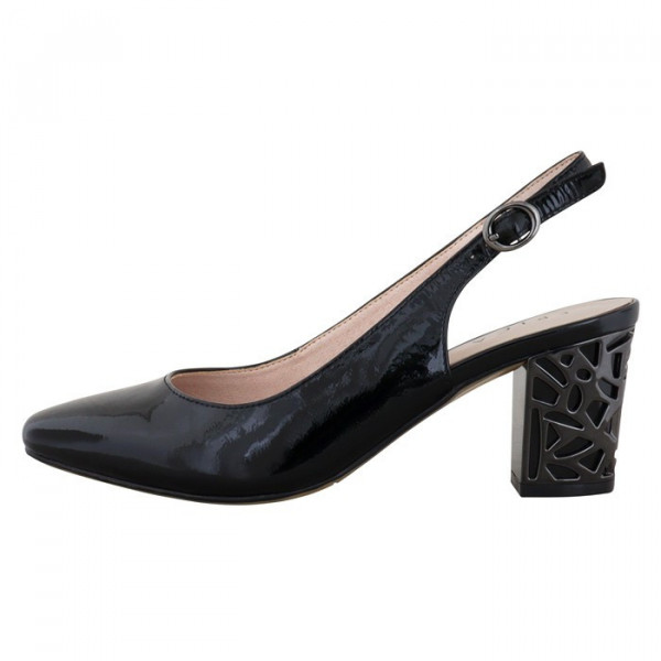 Pantofi dama, Epica, JIXK675-MX850-B004T-01-L-Negru, elegant, piele naturala, cu toc, negru