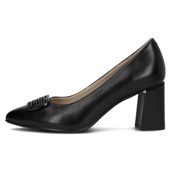 Pantofi dama, Filippo, DP6176-24-BK-Negru, elegant, piele naturala, cu toc, negru
