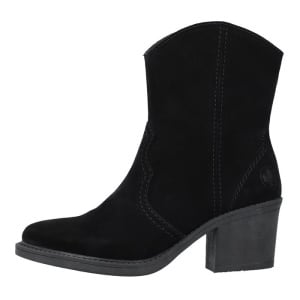Cizme dama Rieker Y1251-00-Negru casual piele intoarsa scurte cu toc negru