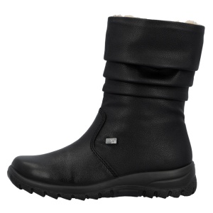 Cizme dama, Rieker, Z7171-02-Negru, casual, piele ecologica, impermeabil, scurte, cu talpa joasa, negru