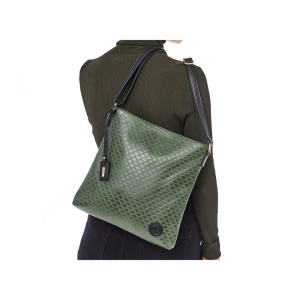 Geanta dama Rieker H1033-54-Verde de umar piele ecologica casual cu accesorii metalice verde